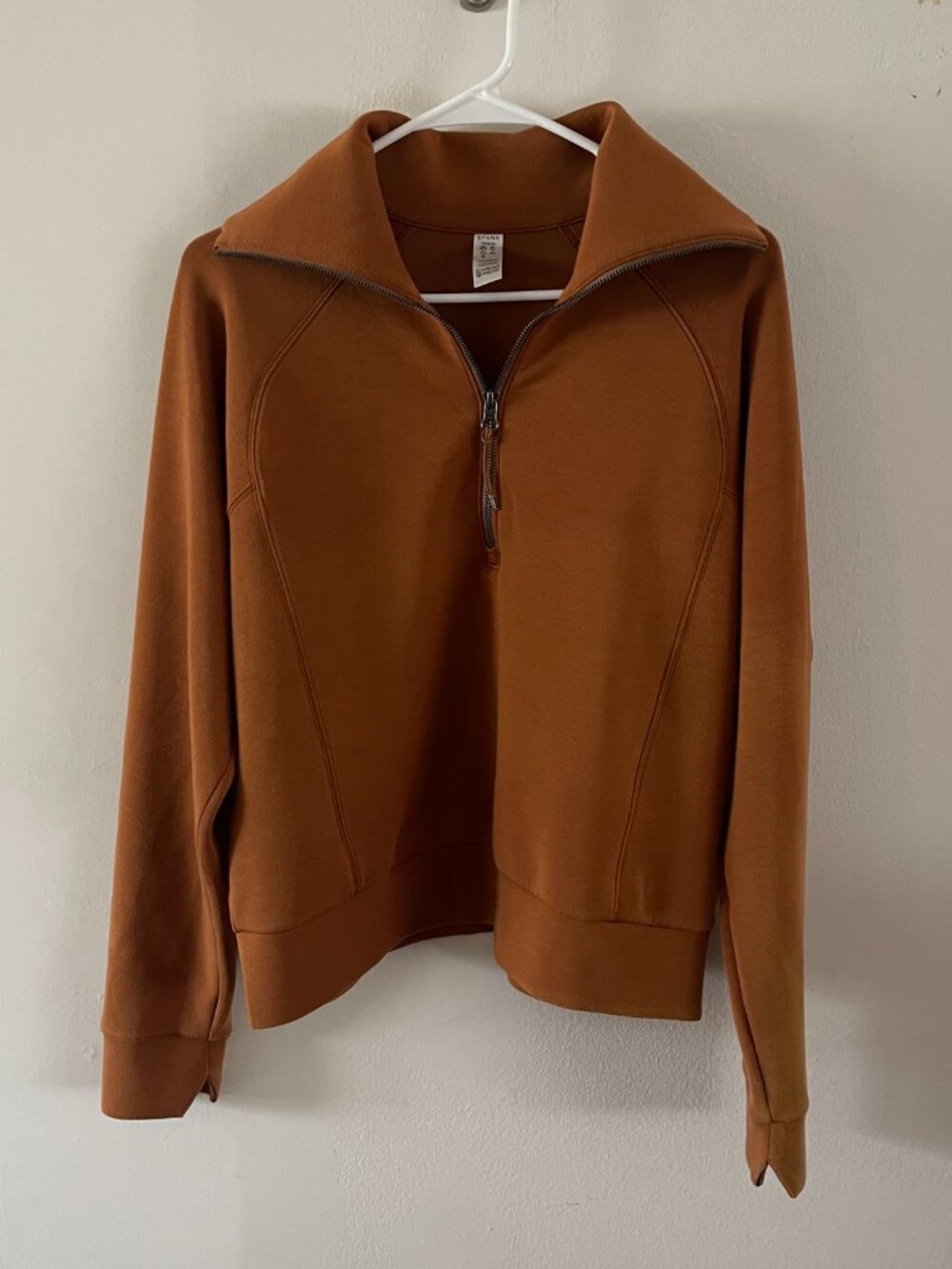 Spanx AirEssentials Half Zip Pullover Rust Womens M Lounge Flawed As Is